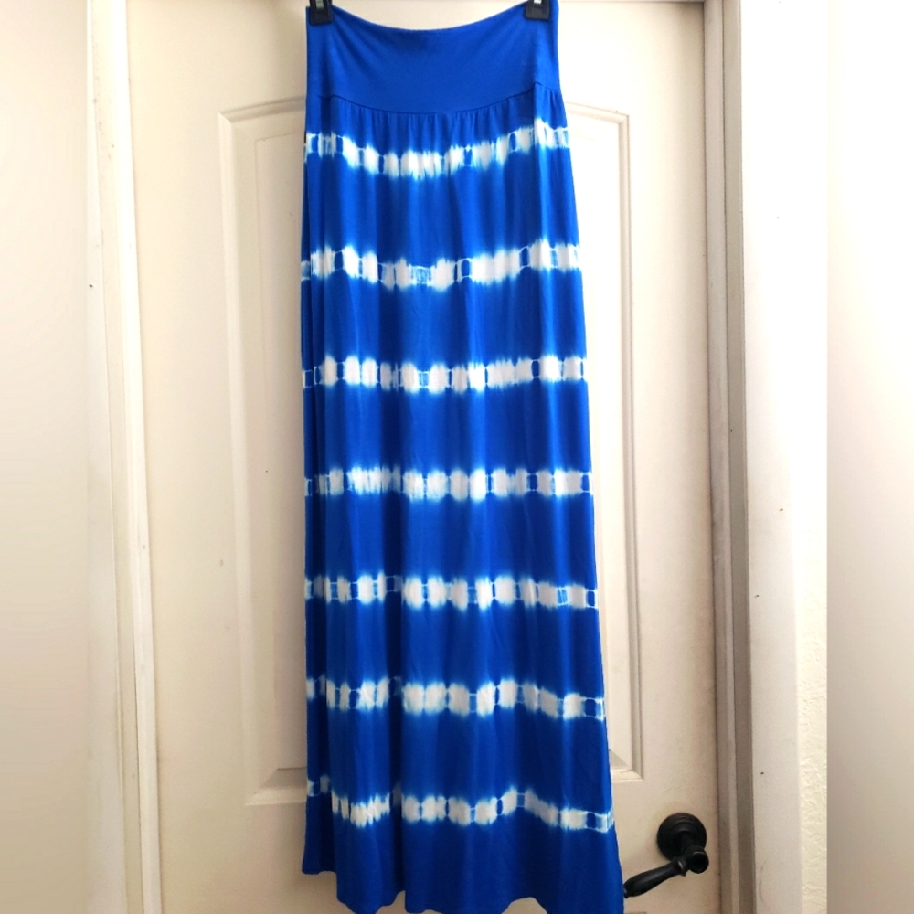 AB Studio cobalt blue white tie dye maxi skirt size small